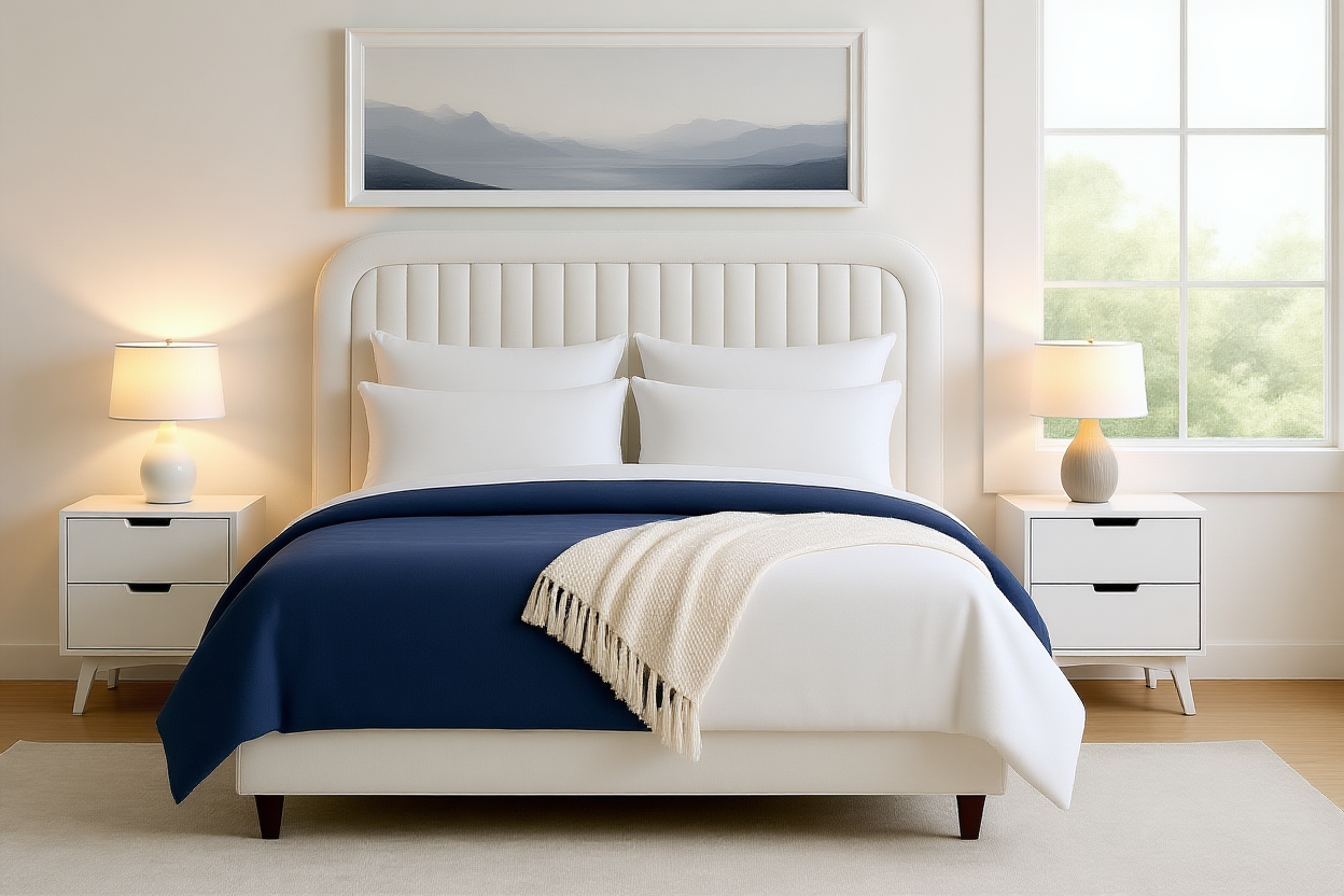 TUCKERED (AUSSIE MADE) UPHOLSTERED BEDROOM COLLECTION – ASSORTED FABRICS AND COLOURS - STARTING FROM $399