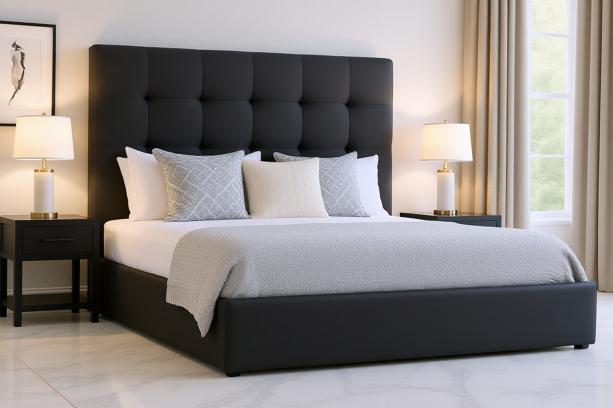 UNITED (AUSSIE MADE) UPHOLSTERED BEDROOM COLLECTION – ASSORTED FABRICS & COLOURS - STARTING FROM $799