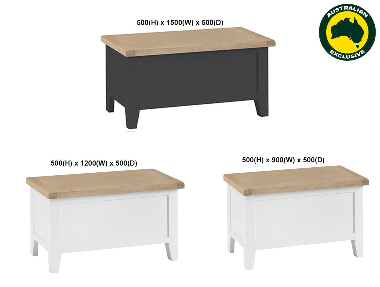 ARBETTA (AUSSIE MADE) BLANKET BOX COLLECTION - ASSORTED PAINTED / STAINED COLOURS - STARTING FROM $599