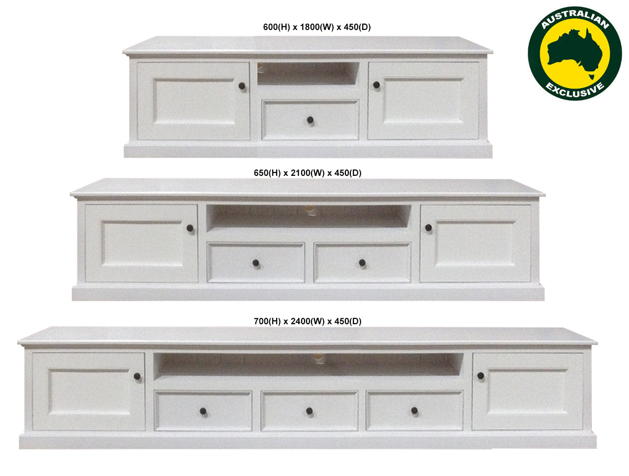 ABBEY (AUSSIE MADE) LOWLINE ENTERTAINMENT UNIT COLLECTION - ASSORTED PAINTED COLOURS - STARTING FROM $1299