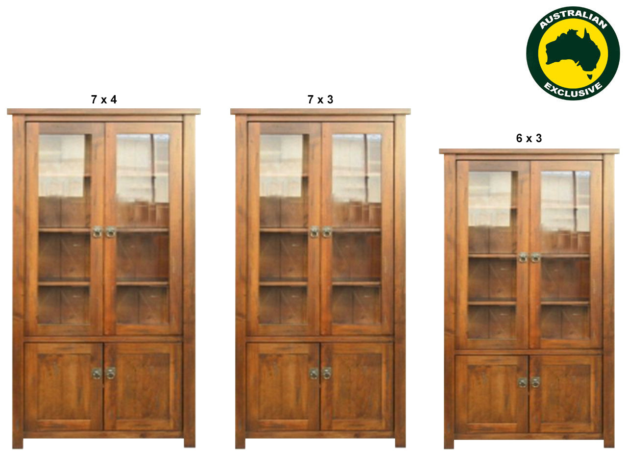 ALANZO (AUSSIE MADE) 4 DOOR LIBRARY UNIT COLLECTION - ASSORTED STAINED COLOURS - STARTING FROM $1199