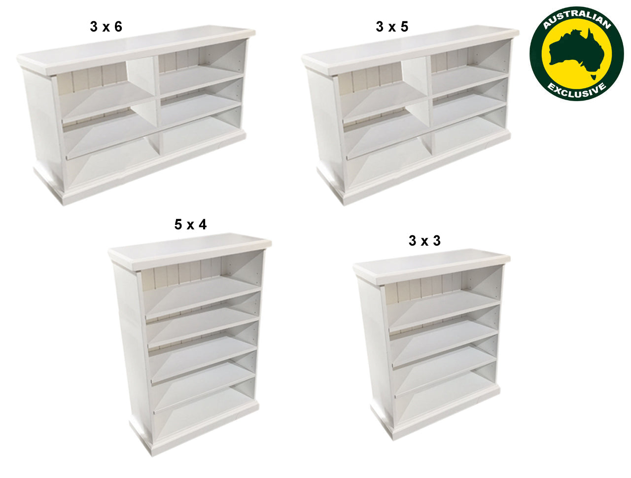 ALEXIA (AUSSIE MADE) LOWLINE BOOKCASE COLLECTION  - ASSORTED PAINTED COLOURS - STARTING FROM $499