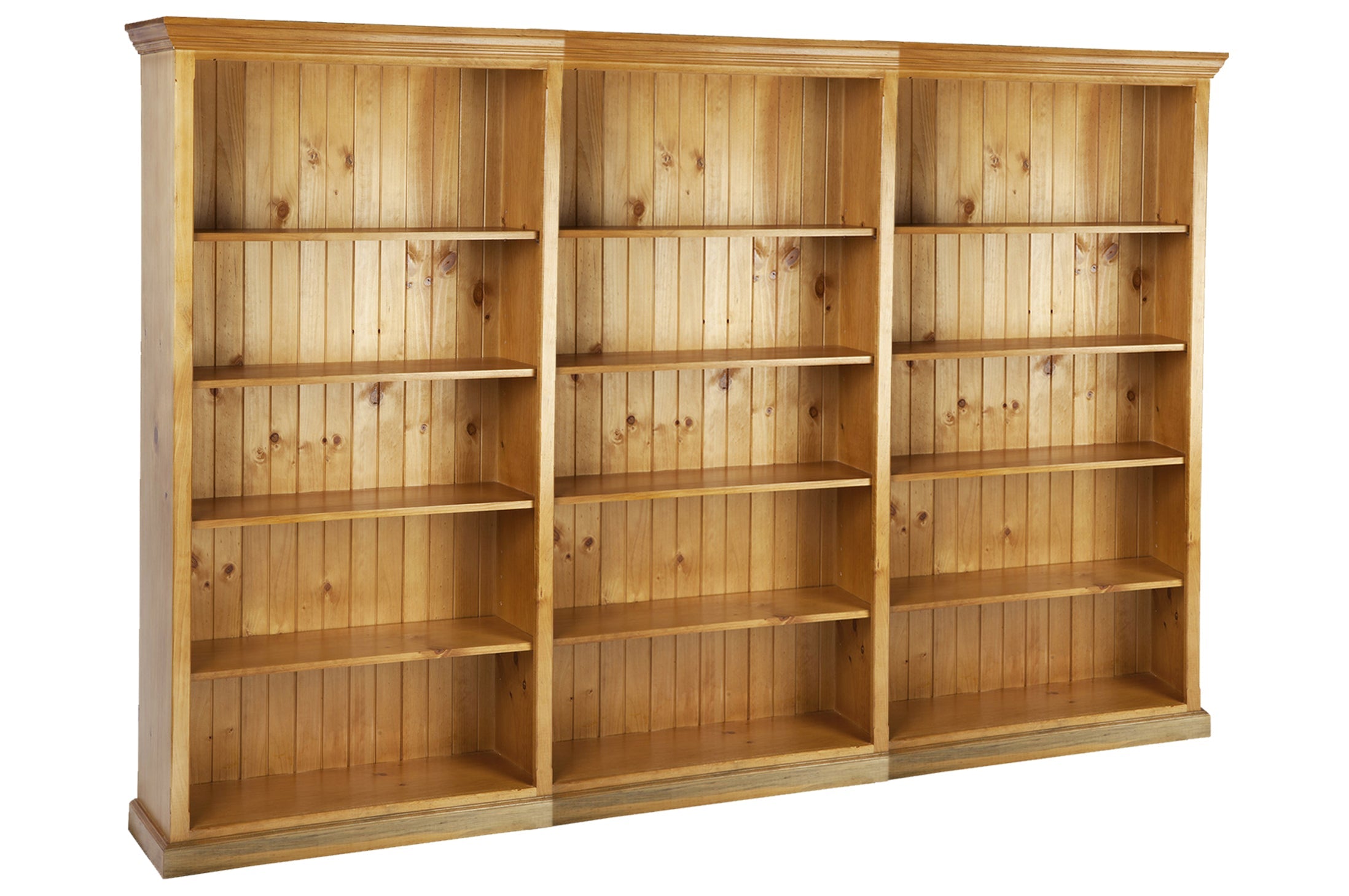 ANTALYA COLONIAL (AUSSIE MADE) STANDARD BOOKCASE - 2100(H) x 4500(W) x 290/320(D) - (4 SECTIONS) PIGEON PAIRED - ASSORTED COLOURS