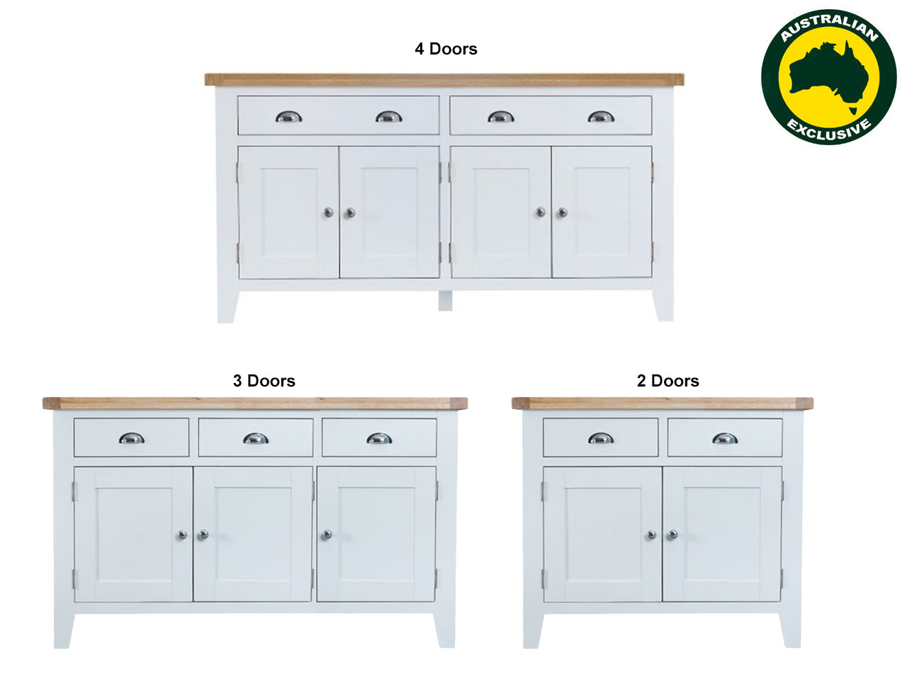 ARBETTA (AUSSIE MADE) BUFFET COLLECTION - ASSORTED PAINTED / STAINED COLOURS - STARTING FROM $1199