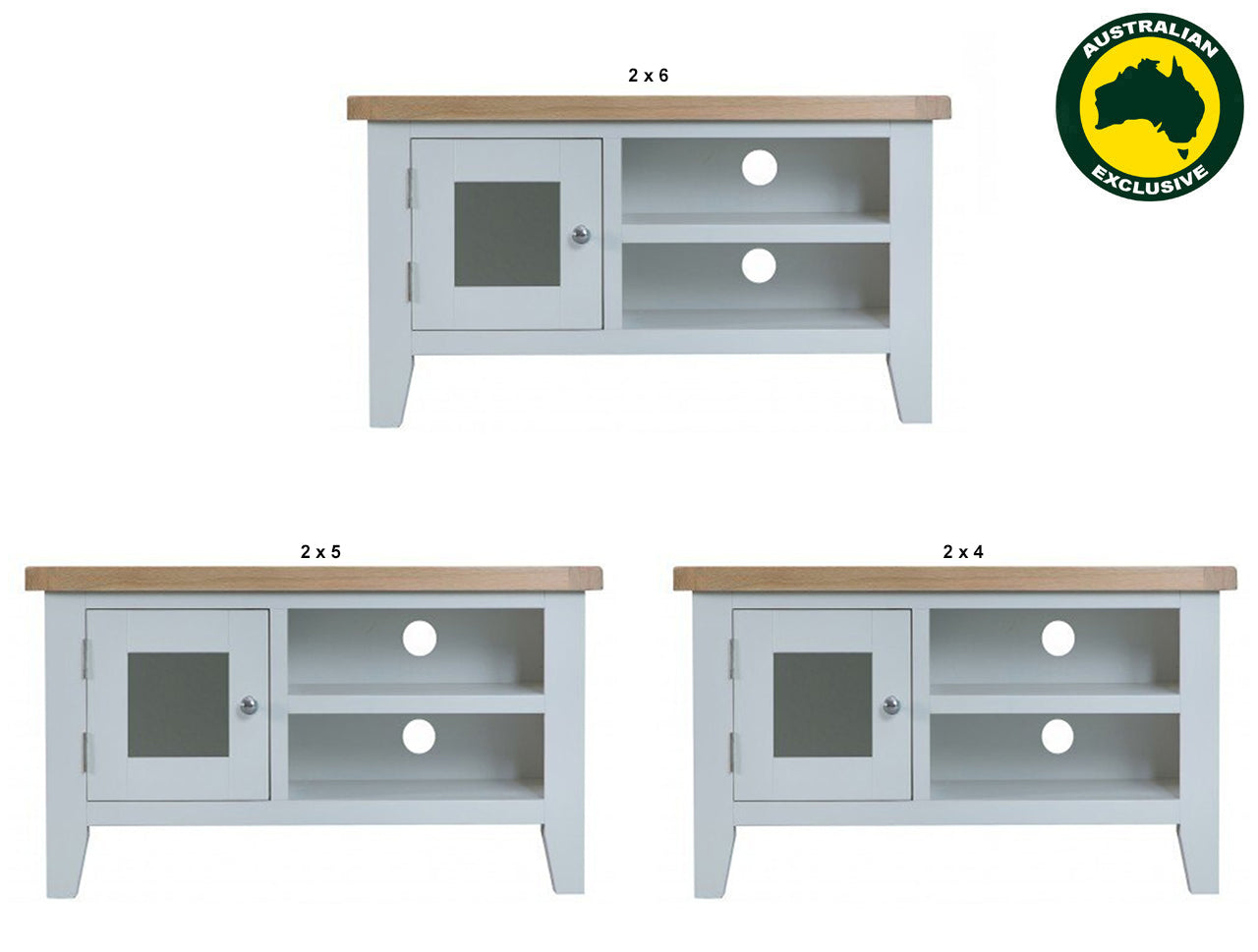 ARBETTA (AUSSIE MADE) TV UNIT WITH 1 DOOR / 2 COMPONENT SPACES COLLECTION - ASSORTED PAINTED / STAINED COLOURS - STARTING FROM $749