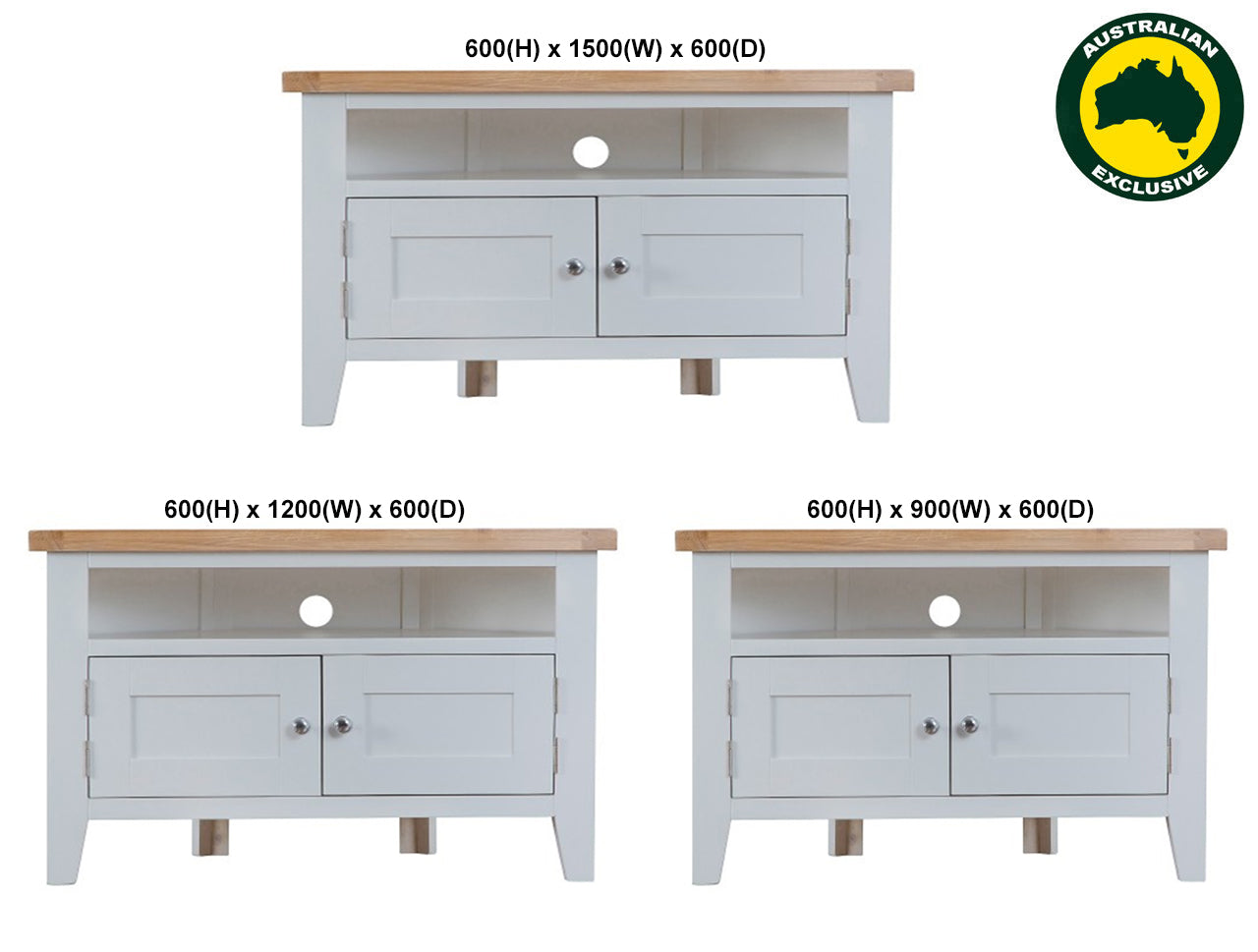 ARBETTA (AUSSIE MADE) CORNER TV UNIT COLLECTION - ASSORTED PAINTED / STAINED COLOURS - STARTING FROM $899