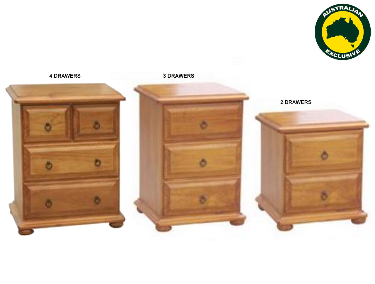 AVONDALE (AUSSIE MADE) BEDSIDE TABLE COLLECTION - ASSORTED STAINED COLOURS - STARTING FROM $399