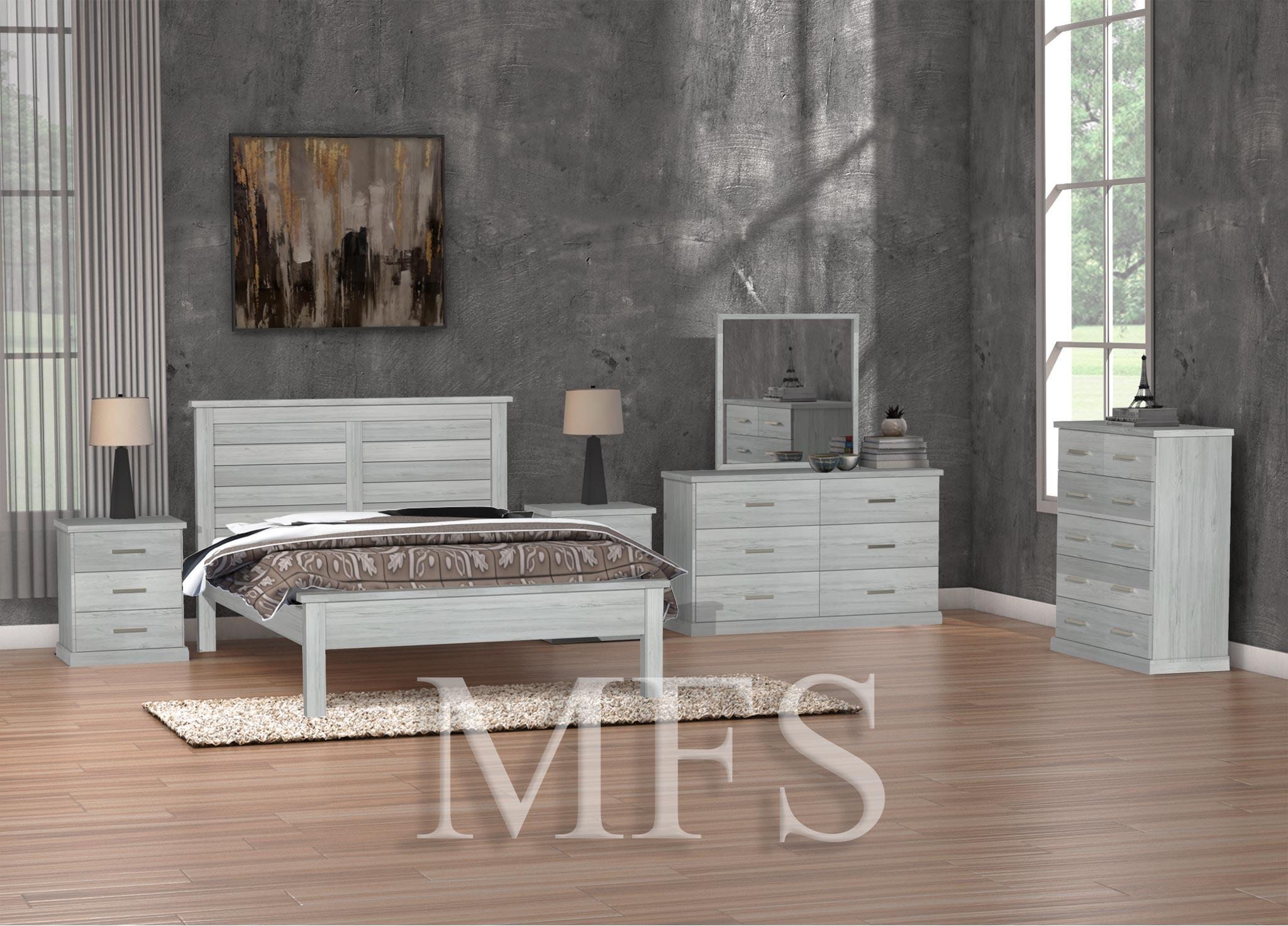 BAYSIDE (ABY400) KING 4 PIECE TALLBOY BEDROOM SUITE (AUSSIE MADE) - ASSORTED TIMBER COLOURS AVAILABLE (PICTURED IN WHITEWASH)