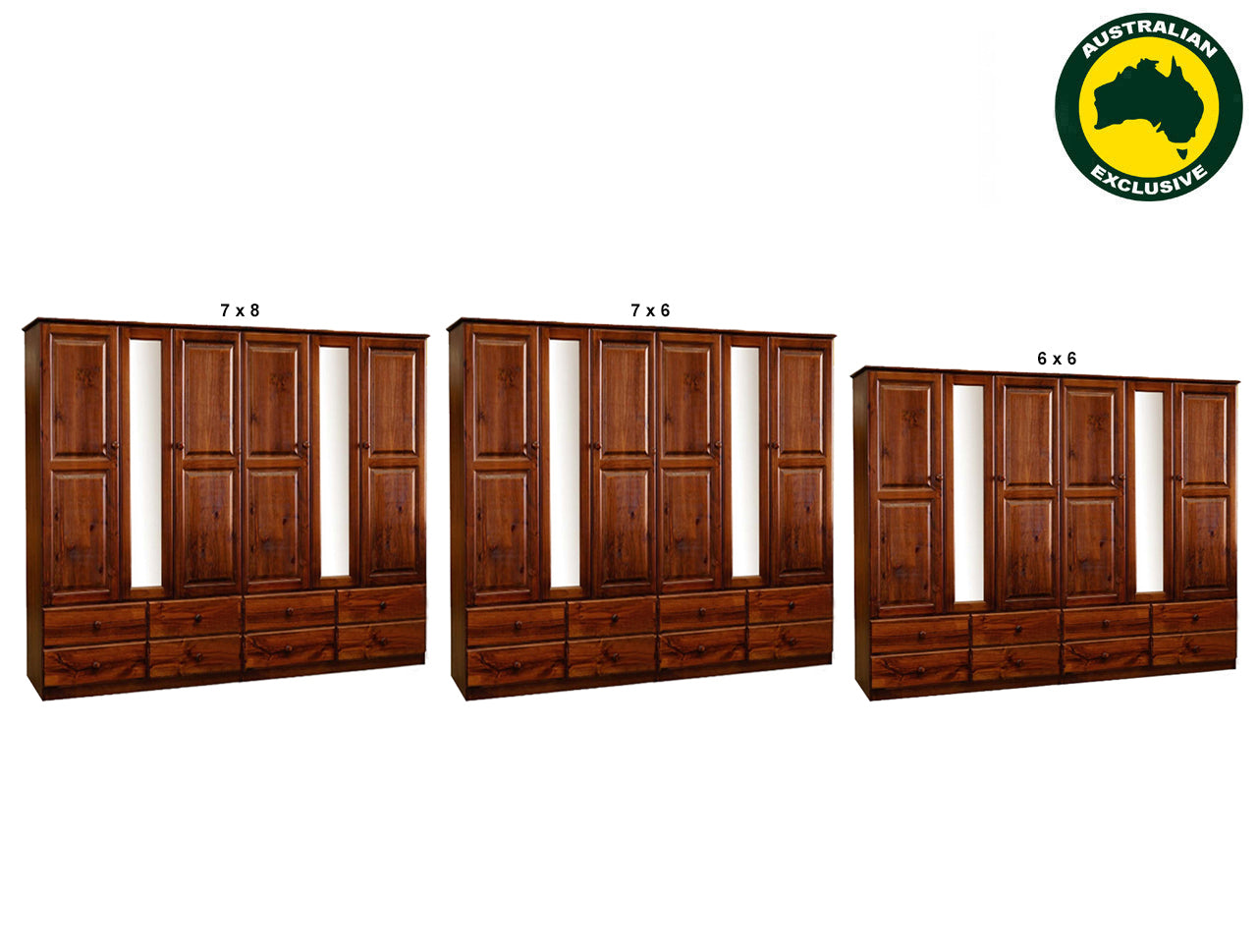 BENEDICT (AUSSIE MADE) MIRRORED WARDROBE COLLECTION - ASSORTED STAINED COLOURS - STARTING FROM $2999