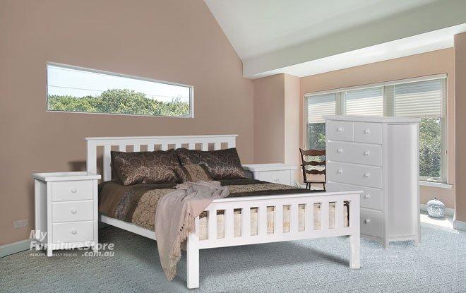 CRONULLA / FEDERATION (AUSSIE MADE) DOUBLE OR QUEEN 3 PIECE BEDSIDE BEDROOM SUITE (WITH MATCHING FOOT) - ASSORTED COLOURS