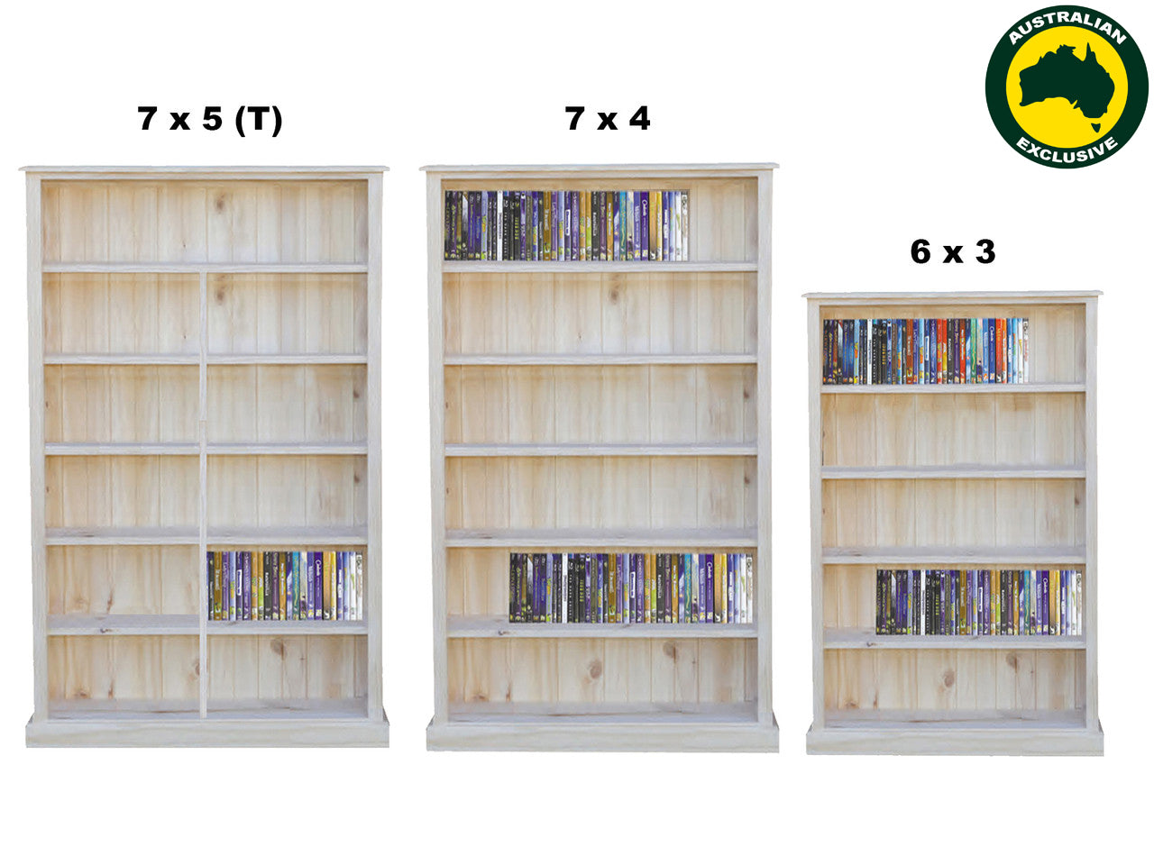 VALUE (AUSSIE MADE) HIGHLINE SKINNY BOOKCASE COLLECTION - RAW - STARTING FROM $499