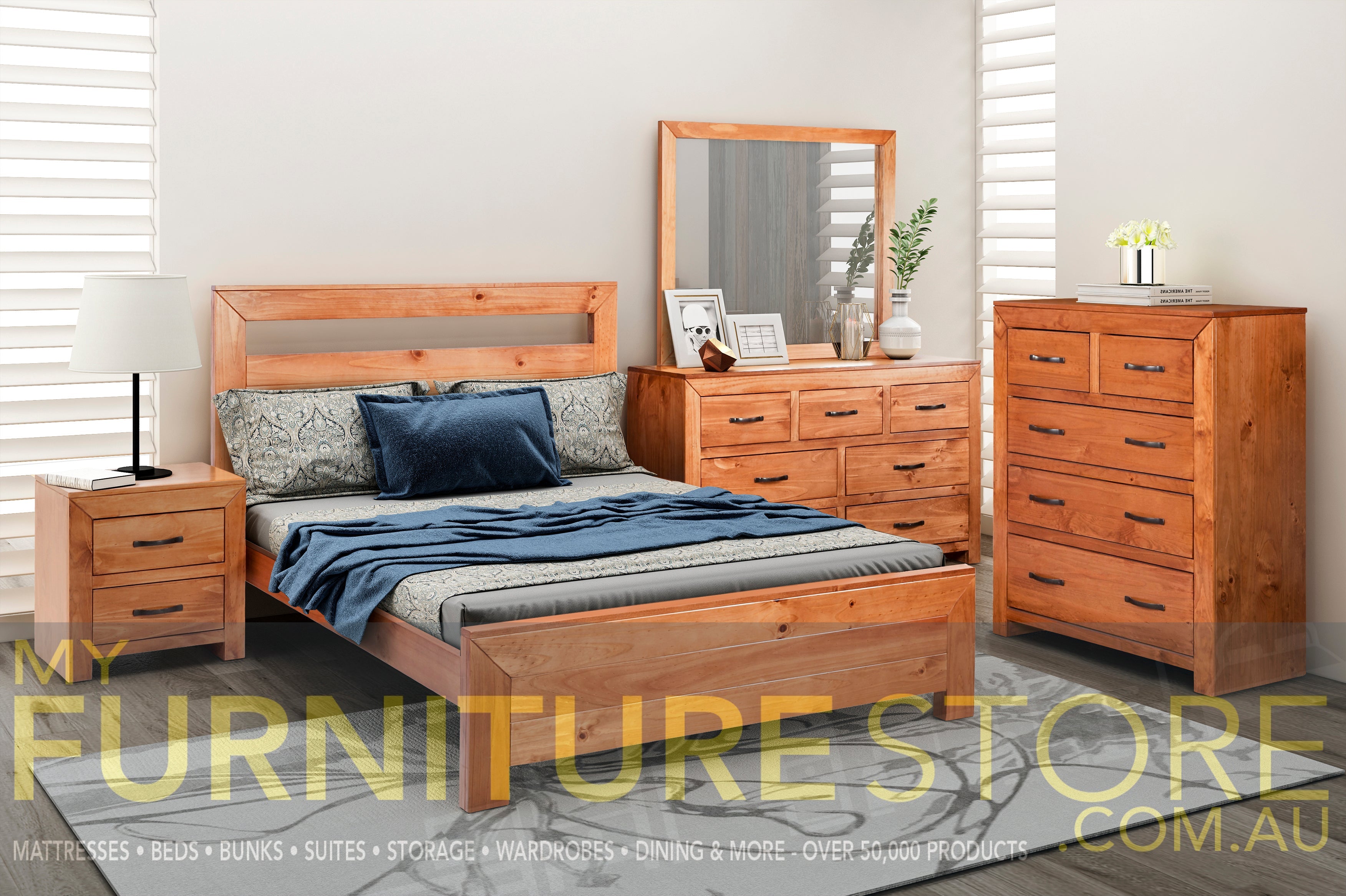 BUSTIN KING 5 PIECE (DRESSER) BEDROOM SUITE - BALTIC(#503)