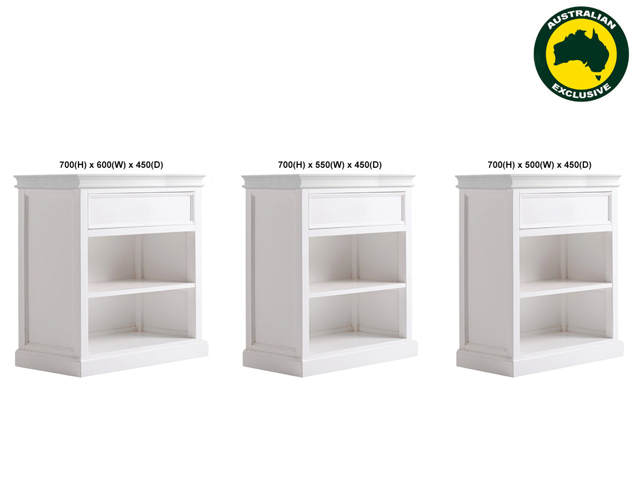 TORRIDGE (AUSSIE MADE) BEDSIDE TABLE WITH 1 DRAWER / 2 SPACE COLLECTION - ASSORTED PAINTED COLOURS - STARTING FROM $399