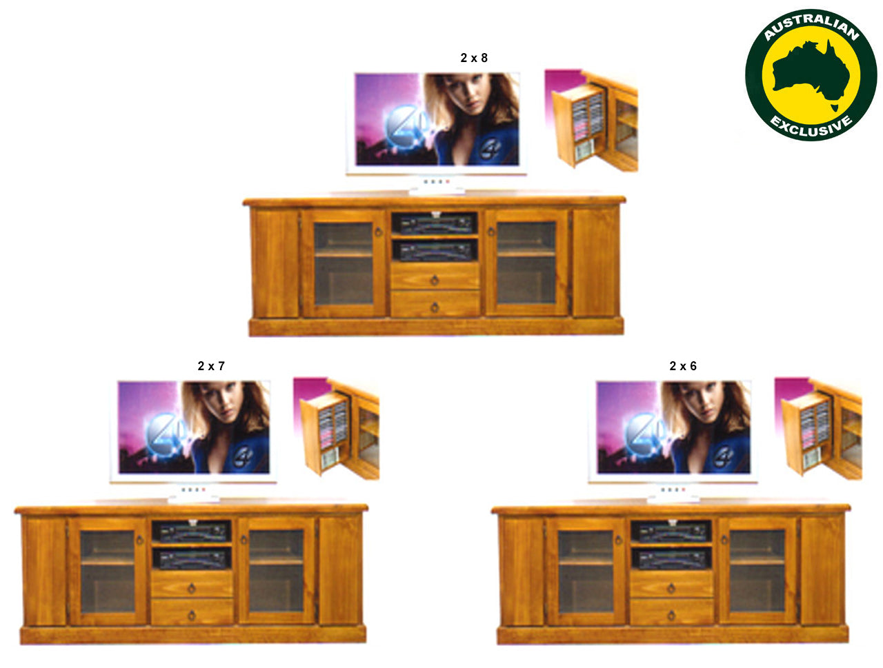 URBANITE (AUSSIE MADE) LOWLINE TV UNIT WITH TWIN PULL-OUTS COLLECTION - ASSORTED STAINED COLOURS - STARTING FROM $1099