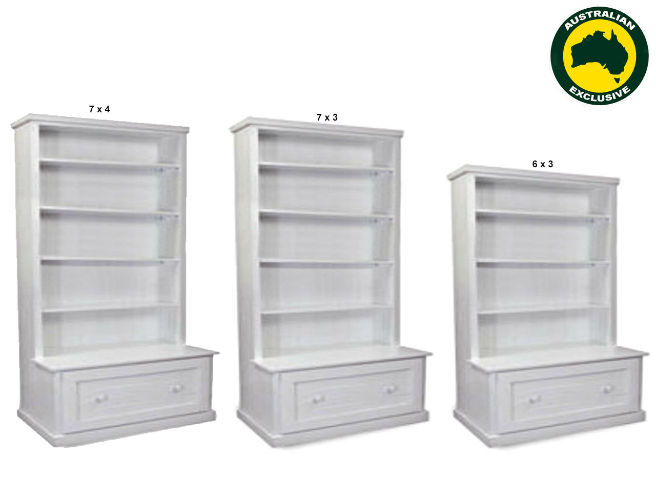 URBAN (AUSSIE MADE) BOOKCASE COMBO WITH FLAT TOP + 1 DRAWER COLLECTION - ASSORTED PAINTED COLOURS - STARTING FROM $849