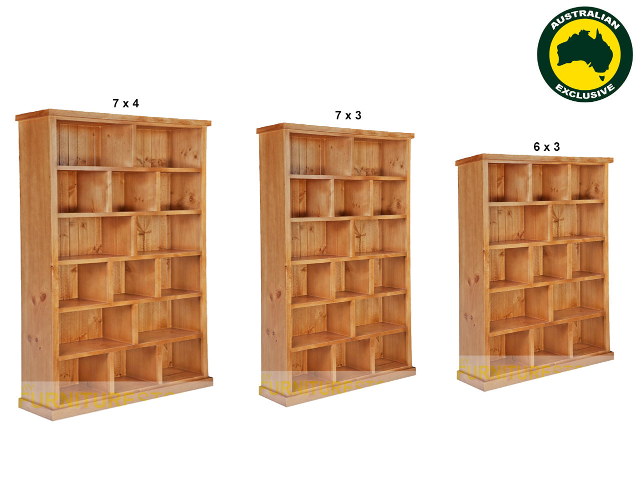 URBAN (AUSSIE MADE) FLAT TOP STAGGERED BOOKCASE COLLECTION - ASSORTED STAINED COLOURS - STARTING FROM $699
