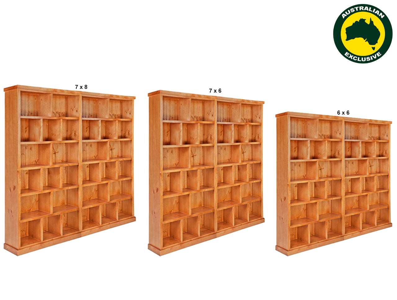 URBAN (AUSSIE MADE) FLAT TOP STAGGERED BOOKCASE COLLECTION - ASSORTED STAINED COLOURS - STARTING FROM $1399