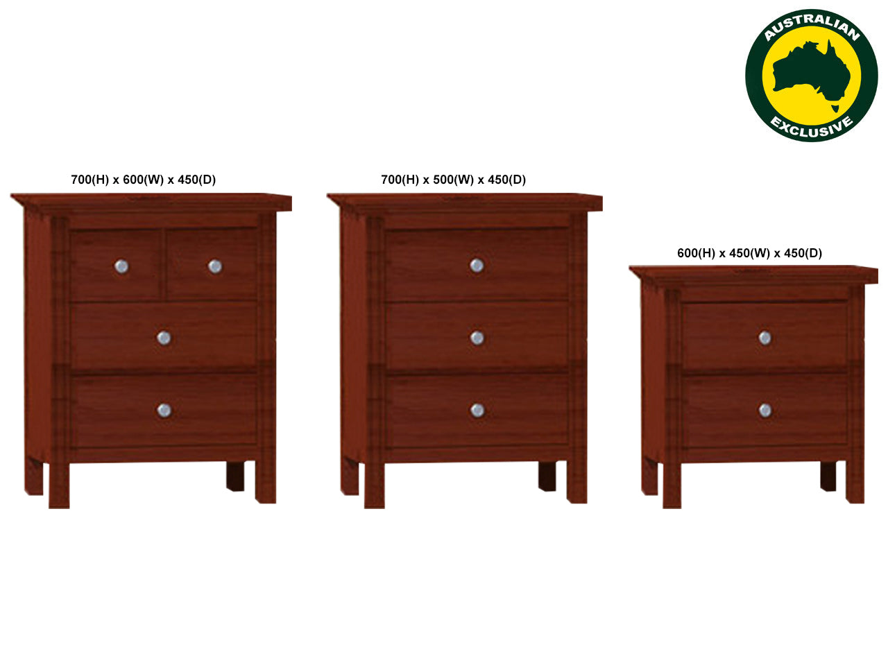 WINSLOW (AUSSIE MADE)BEDSIDE TABLE COLLECTION - ASSORTED STAINED COLOURS - STARTING FROM $399