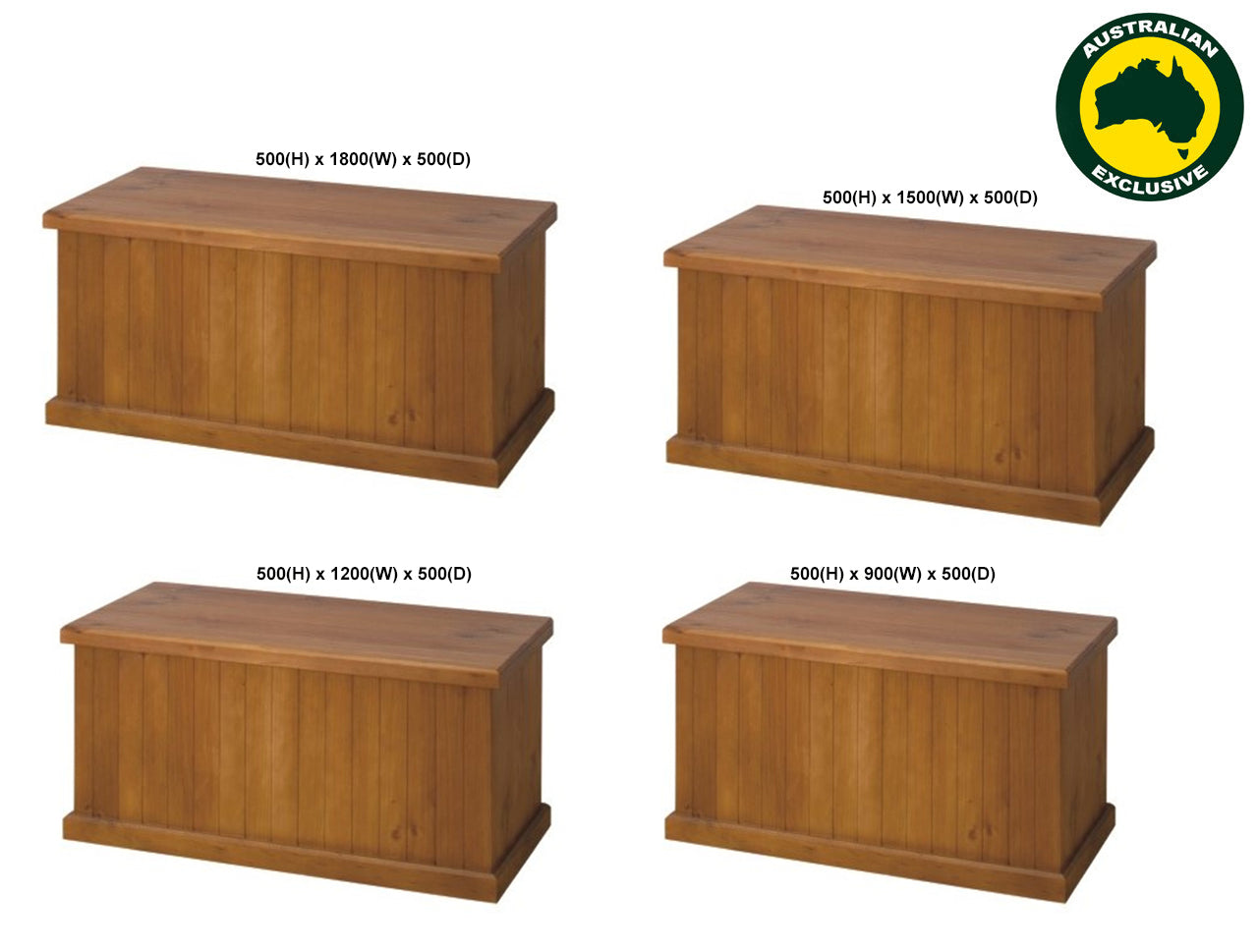 WOODY (AUSSIE MADE) BLANKET BOX COLLECTION - ASSORTED STAINED COLOURS - STARTING FROM $449