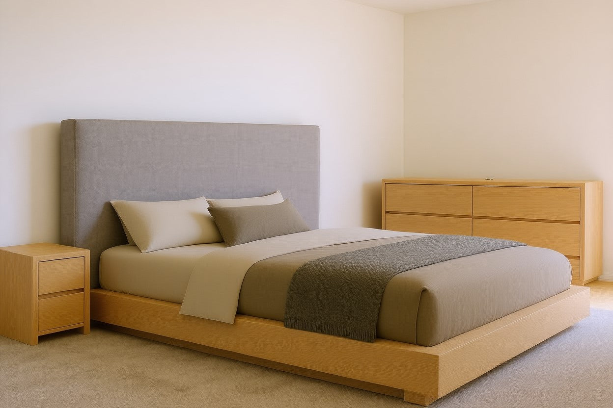 AVALON (AUSSIE MADE) FABRIC WITH TIMBER BEDROOM COLLECTION - ASSORTED STAINED COLOURS