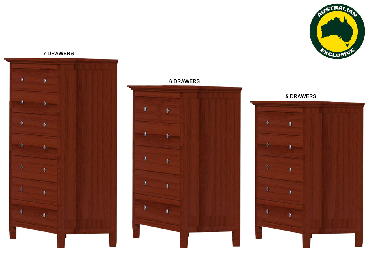 WINSLOW (AUSSIE MADE) TALLBOY COLLECTION - ASSORTED STAINED COLOURS - STARTING FROM $899