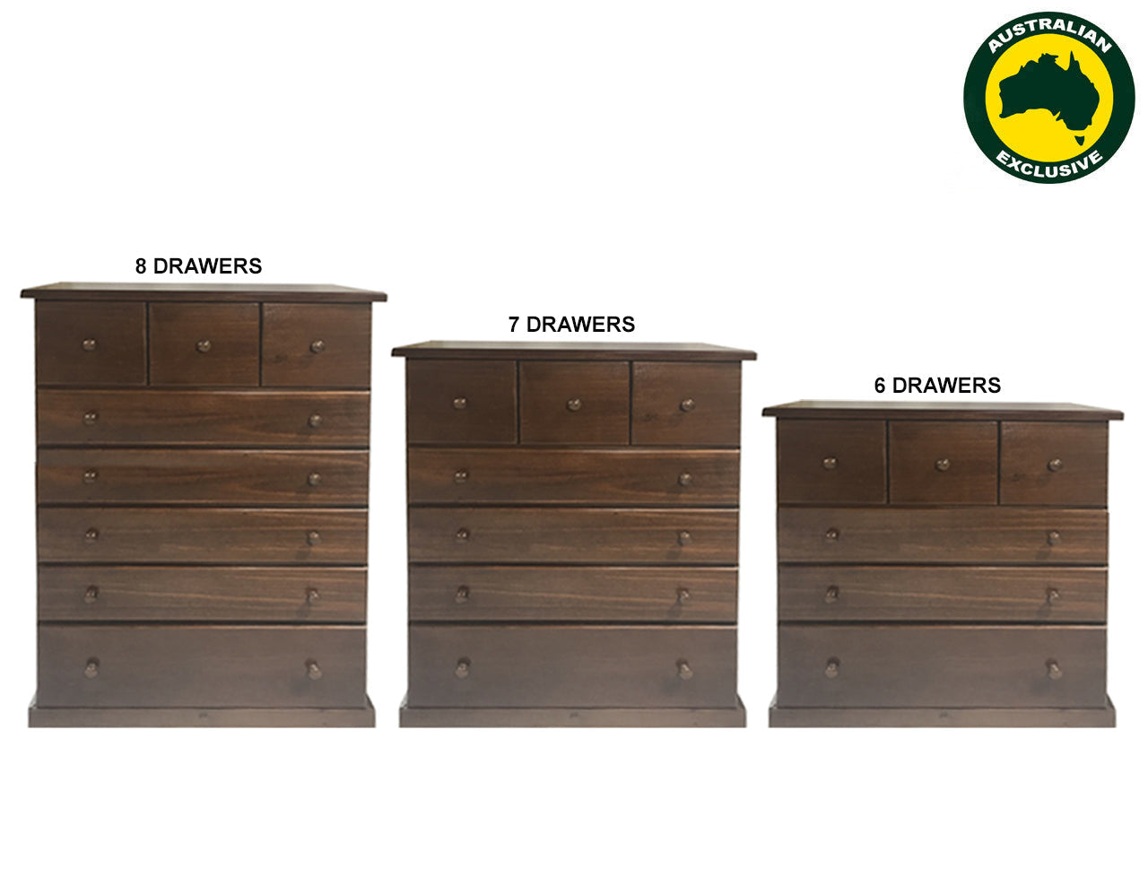 YORK (AUSSIE MADE) TALLBOY COLLECTION - ASSORTED STAINED COLOURS - STARTING FROM $999