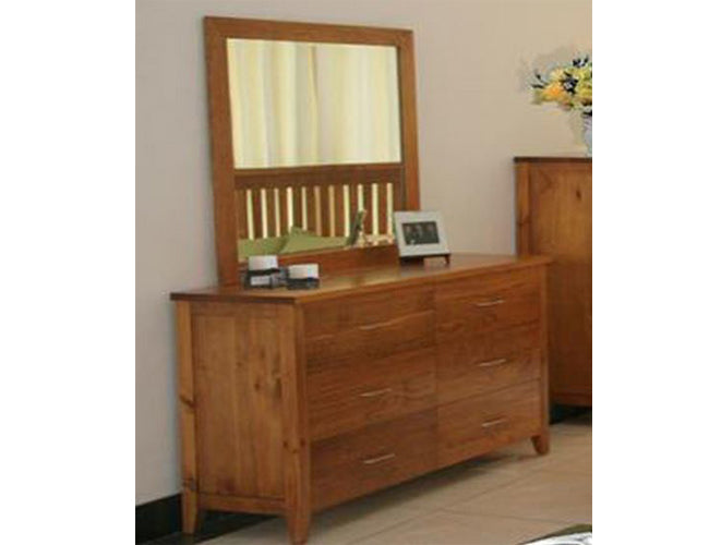 DAKOTA 6 DRAWER DRESSING  TABLE WITH MIRROR  ( MODEL - 4-5-22-15-14-16-15-18-19) - 800(H) X 1400(W) - CHESTNUT OR WALNUT