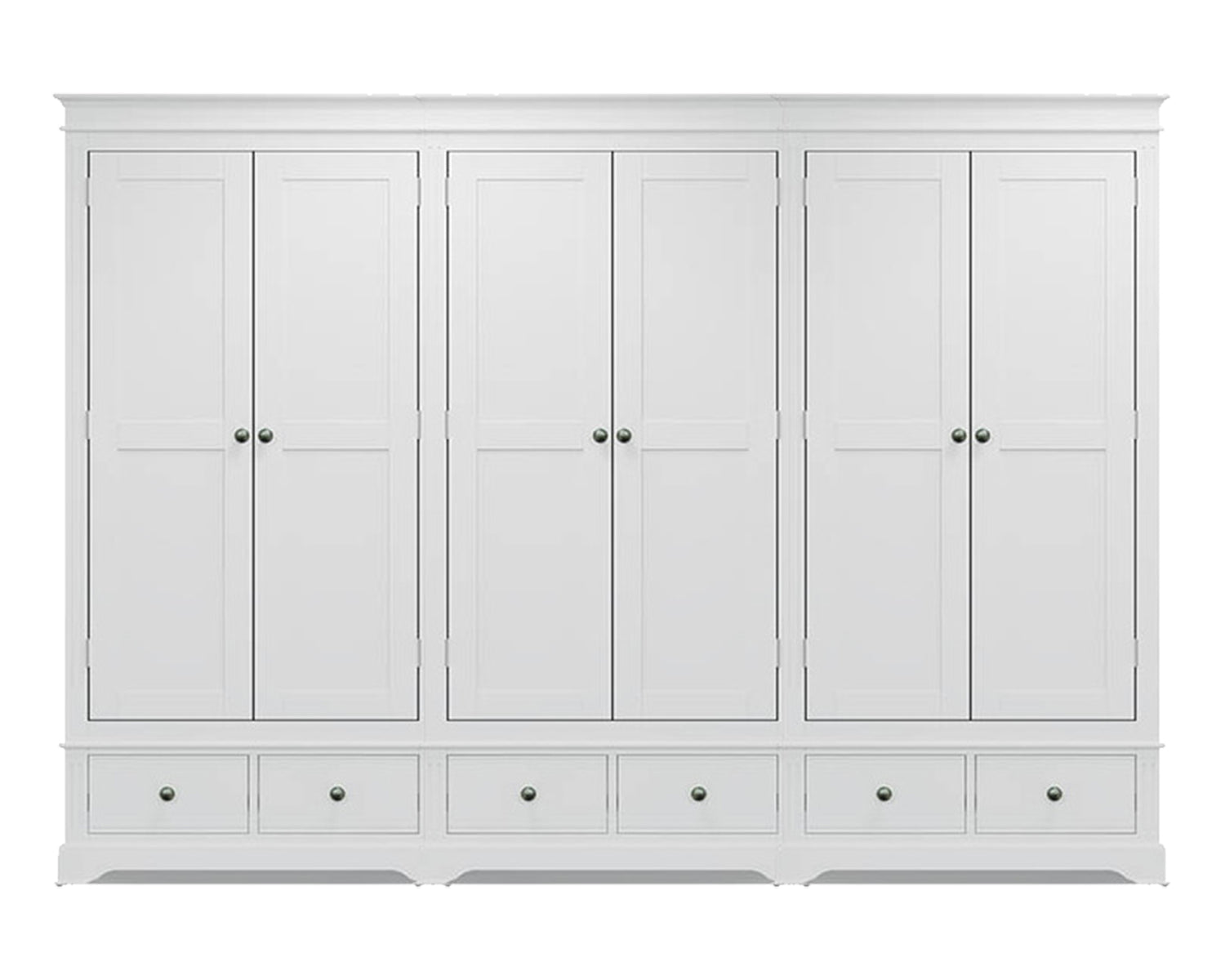 TORRIDGE (AUSSIE MADE) 6 DOOR / 12 DRAWER WARDROBE - 2100(H) x 3150(W) x 520(D) - (2 SECTIONS) - ASSORTED PAINTED COLOURS