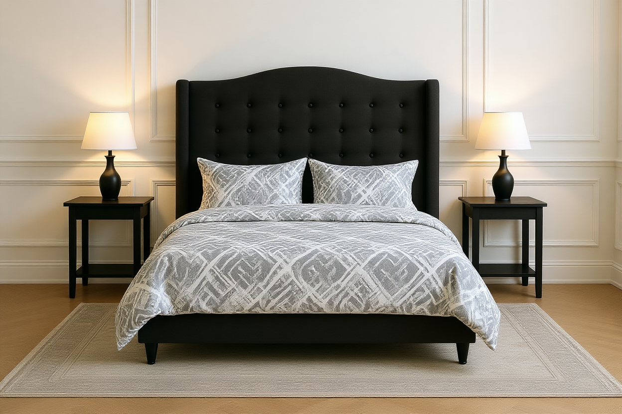 ADORNED (AUSSIE MADE) UPHOLSTERED WINGED BEDROOM COLLECTION - ASSORTED FABRICS AND COLOURS - STARTING FROM $699