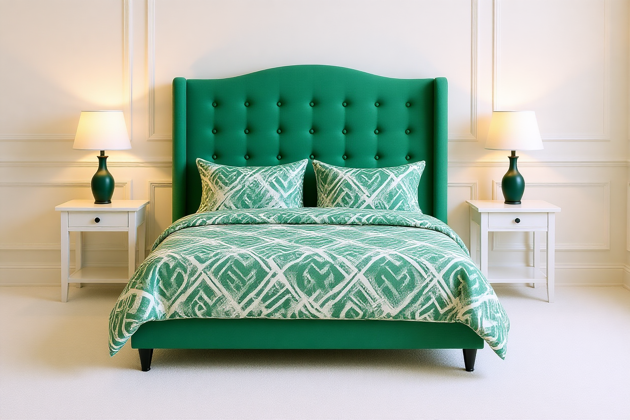 ADORNED (AUSSIE MADE) UPHOLSTERED WINGED BEDROOM COLLECTION - ASSORTED FABRICS AND COLOURS - STARTING FROM $699