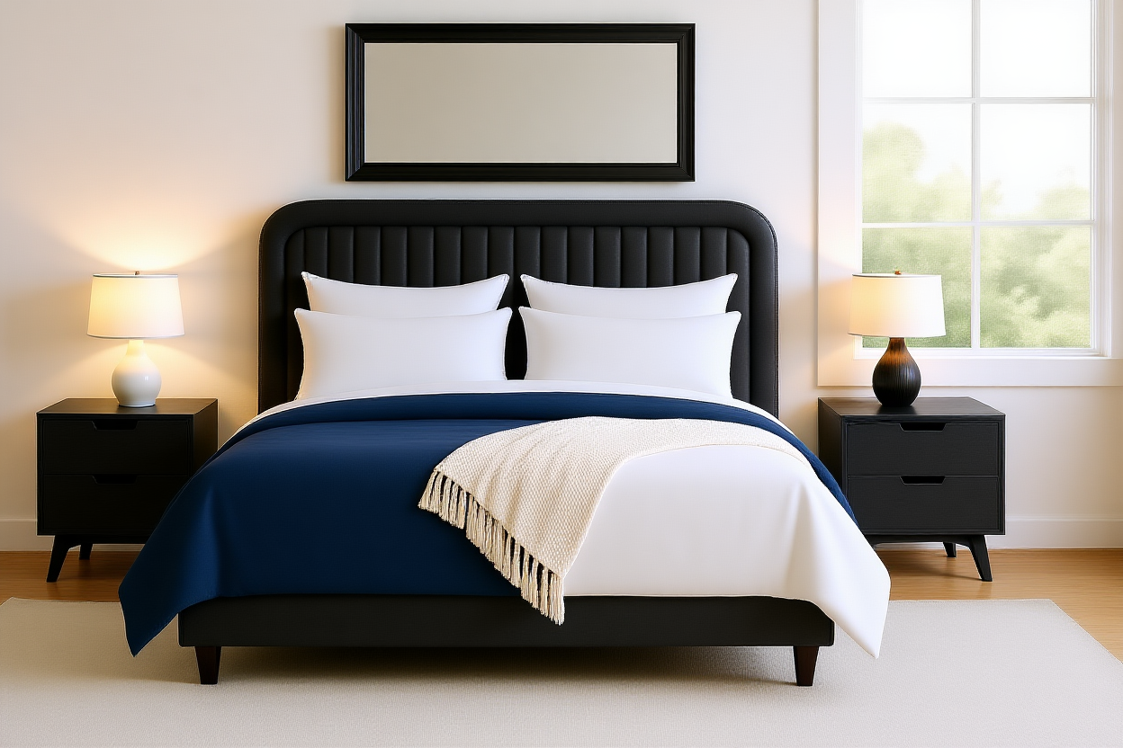 TUCKERED (AUSSIE MADE) UPHOLSTERED BEDROOM COLLECTION – ASSORTED FABRICS AND COLOURS - STARTING FROM $399