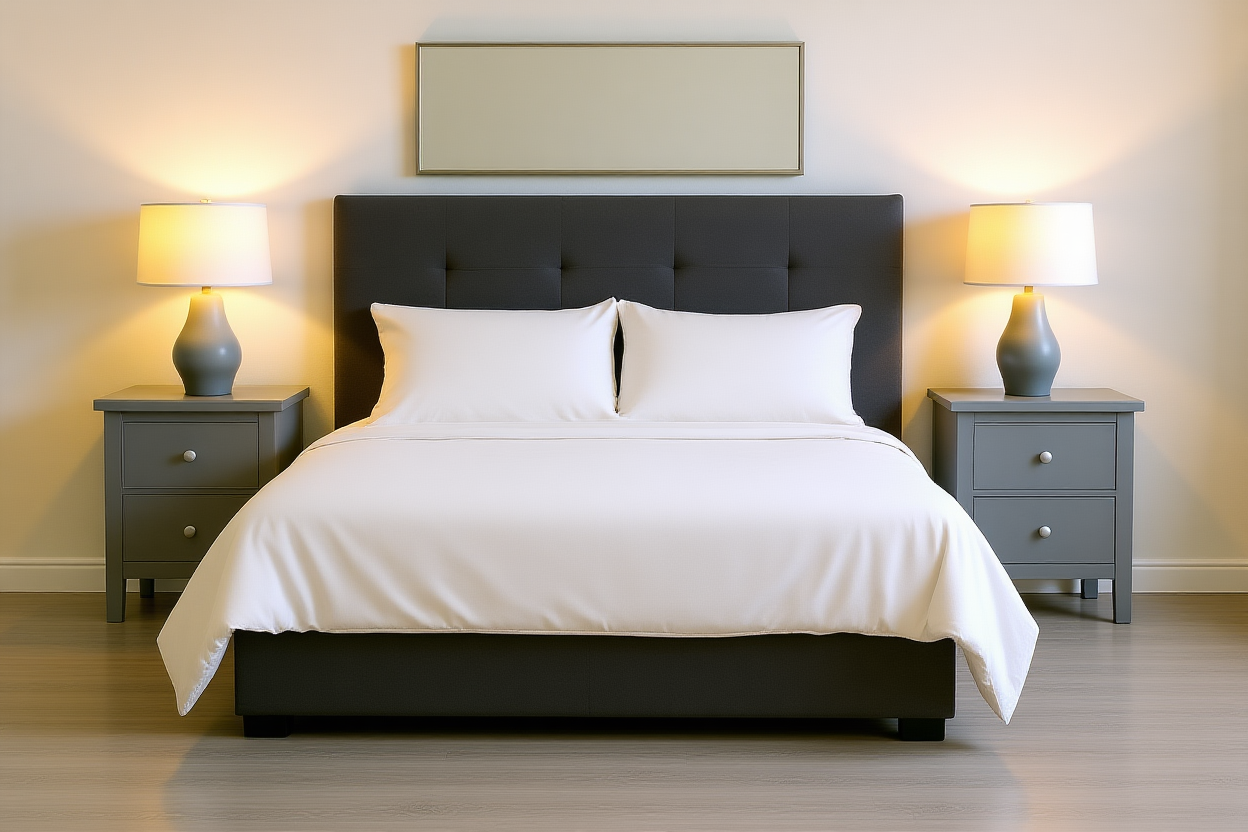 ANGLO (AUSSIE MADE) UPHOLSTERED BEDROOM COLLECTION - ASSORTED FABRICS AND COLOURS - STARTING FROM $499