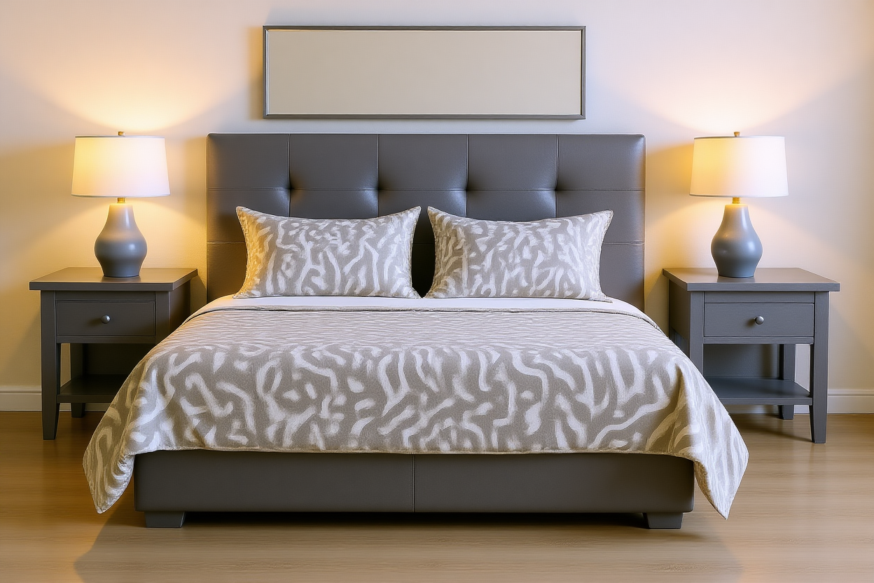 ANGLO (AUSSIE MADE) UPHOLSTERED BEDROOM COLLECTION - ASSORTED FABRICS AND COLOURS - STARTING FROM $499