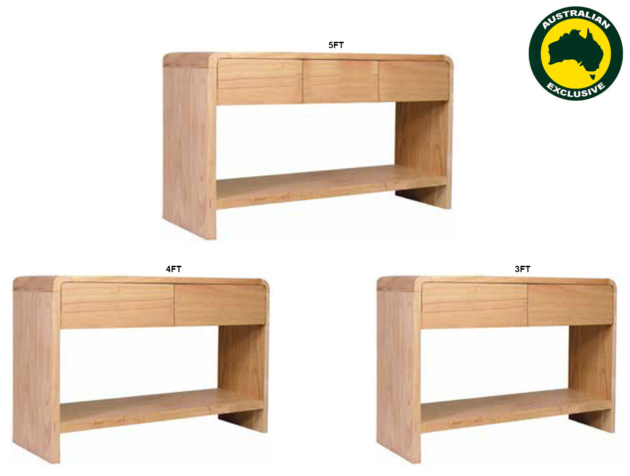 ANDRE (AUSSIE MADE) HALL/CONSOLE TABLE - TASSIE OAK COMBINATION - ASSORTED COLOURS - STARTING FROM $799