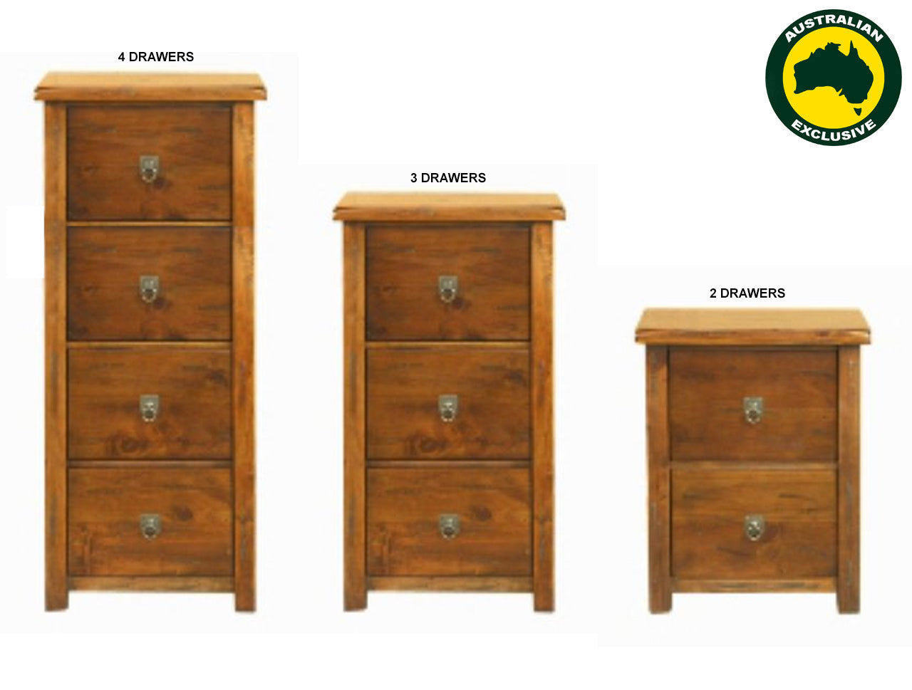ALANZO (AUSSIE MADE) FILING CABINET COLLECTION - ASSORTED STAINED COLOURS - STARTING FROM $599