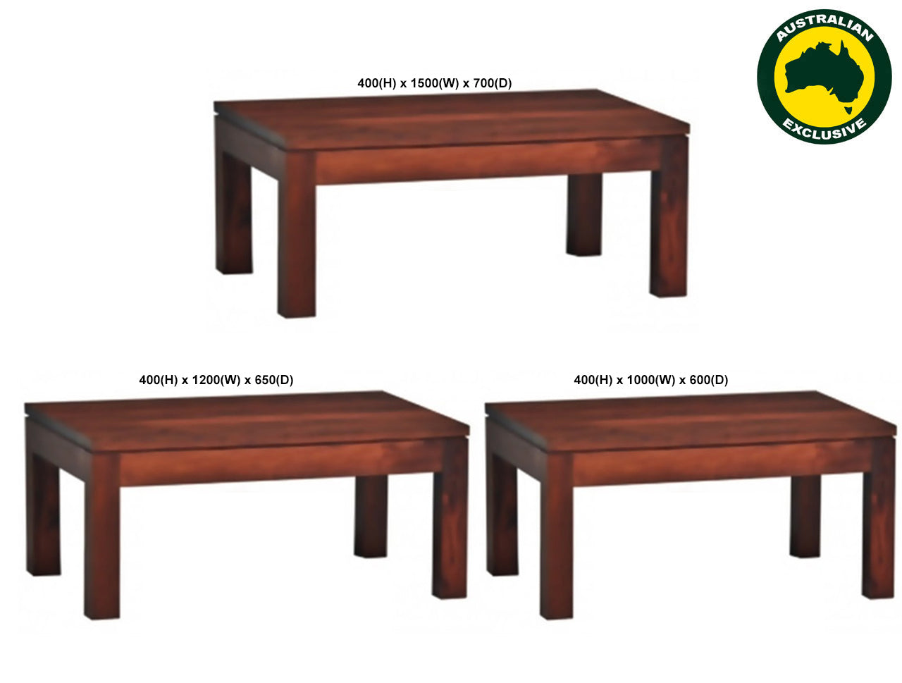 AMSTERDAM (AUSSIE MADE) COFFEE TABLE COLLECTION - ASSORTED STAINED COLOURS - STARTING FROM $269