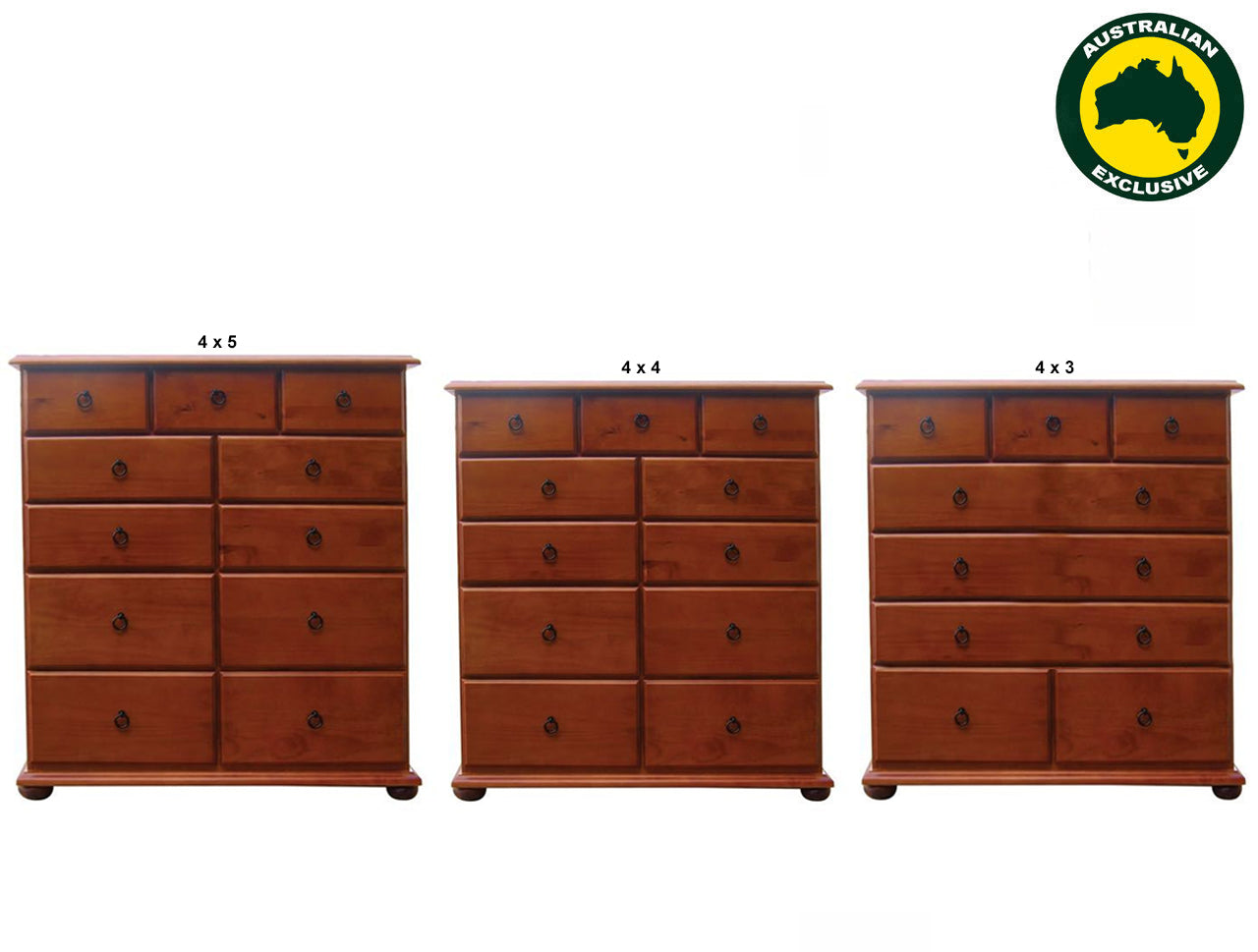 ANNA (AUSSIE MADE) LARGE CHEST WITH BUN FEET COLLECTION - ASSORTED STAINED COLOURS - STARTING FROM $1099
