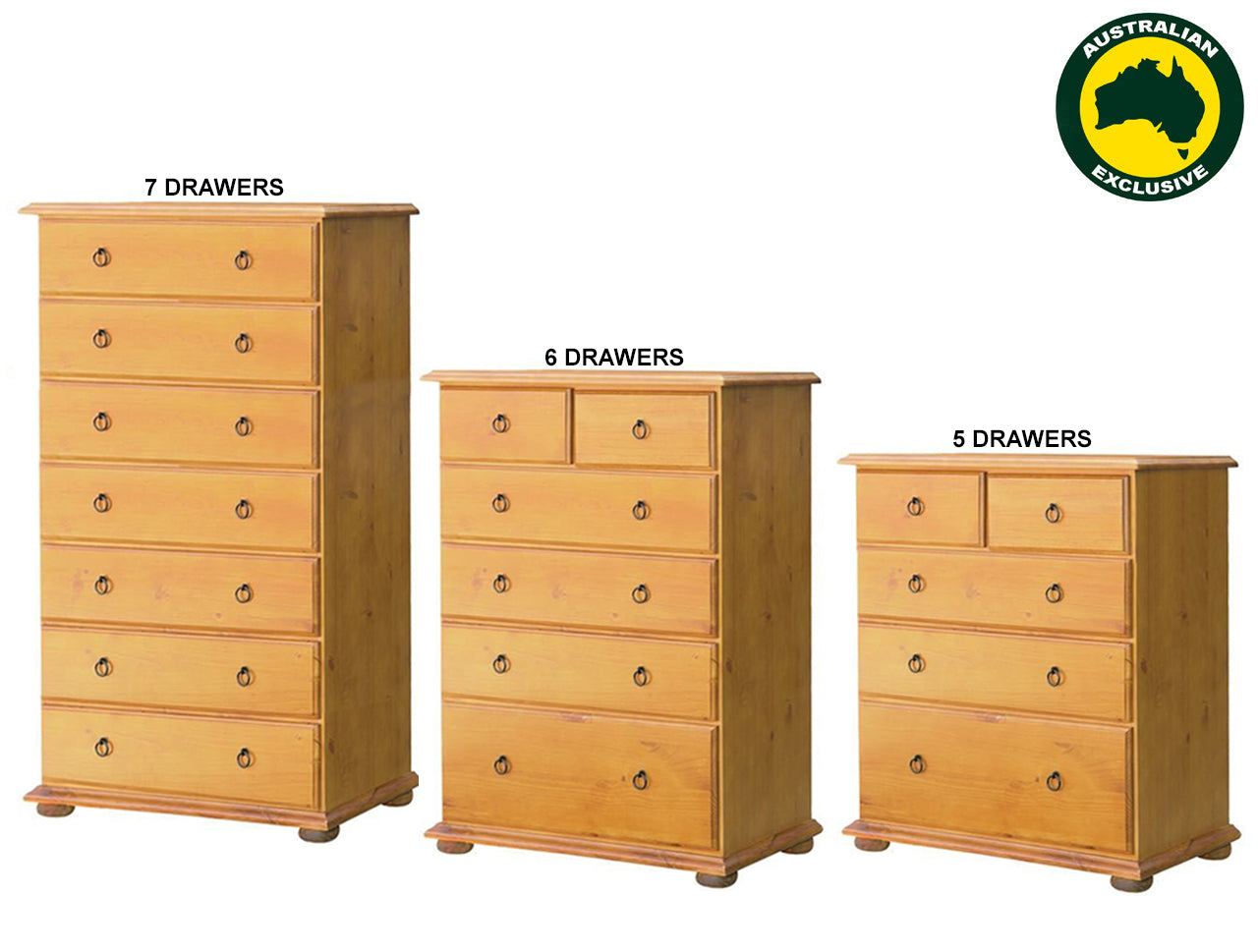 ANNA (AUSSIE MADE) TALLBOY WITH BUN FEET COLLECTION - ASSORTED STAINED COLOURS - STARTING FROM $899