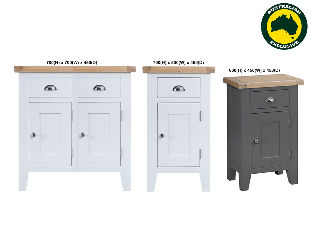 ARBETTA (AUSSIE MADE) SMALL BEDSIDE TABLE COLLECTION - ASSORTED PAINTED / STAINED COLOURS - STARTING FROM $499