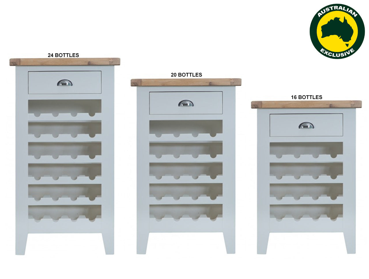 ARBETTA (AUSSIE MADE) WINE CABINET COLLECTION - ASSORTED PAINTED / STAINED COLOURS - STARTING FROM $799