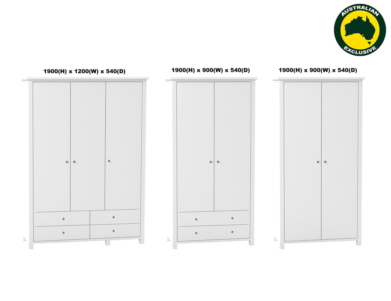 BELLEVILLE (AUSSIE MADE) CUSTOM-WOOD WARDROBE COLLECTION - ASSORTED PAINTED COLOURS - STARTING FROM $999