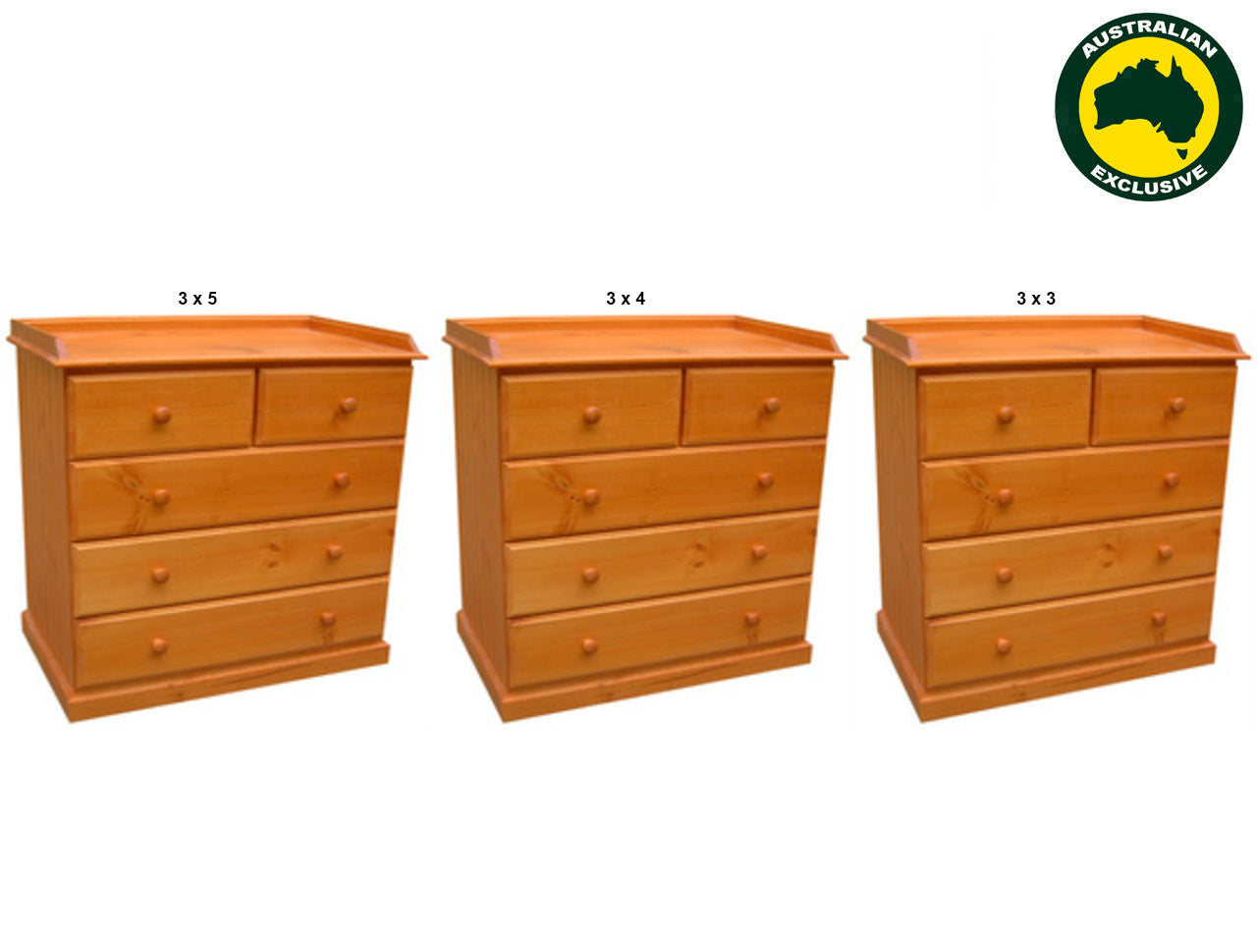 BABY (AUSSIE MADE) CHANGE TABLE 5 DRAWERS COLLECTION - ASSORTED STAINED COLOURS - STARTING FROM $699