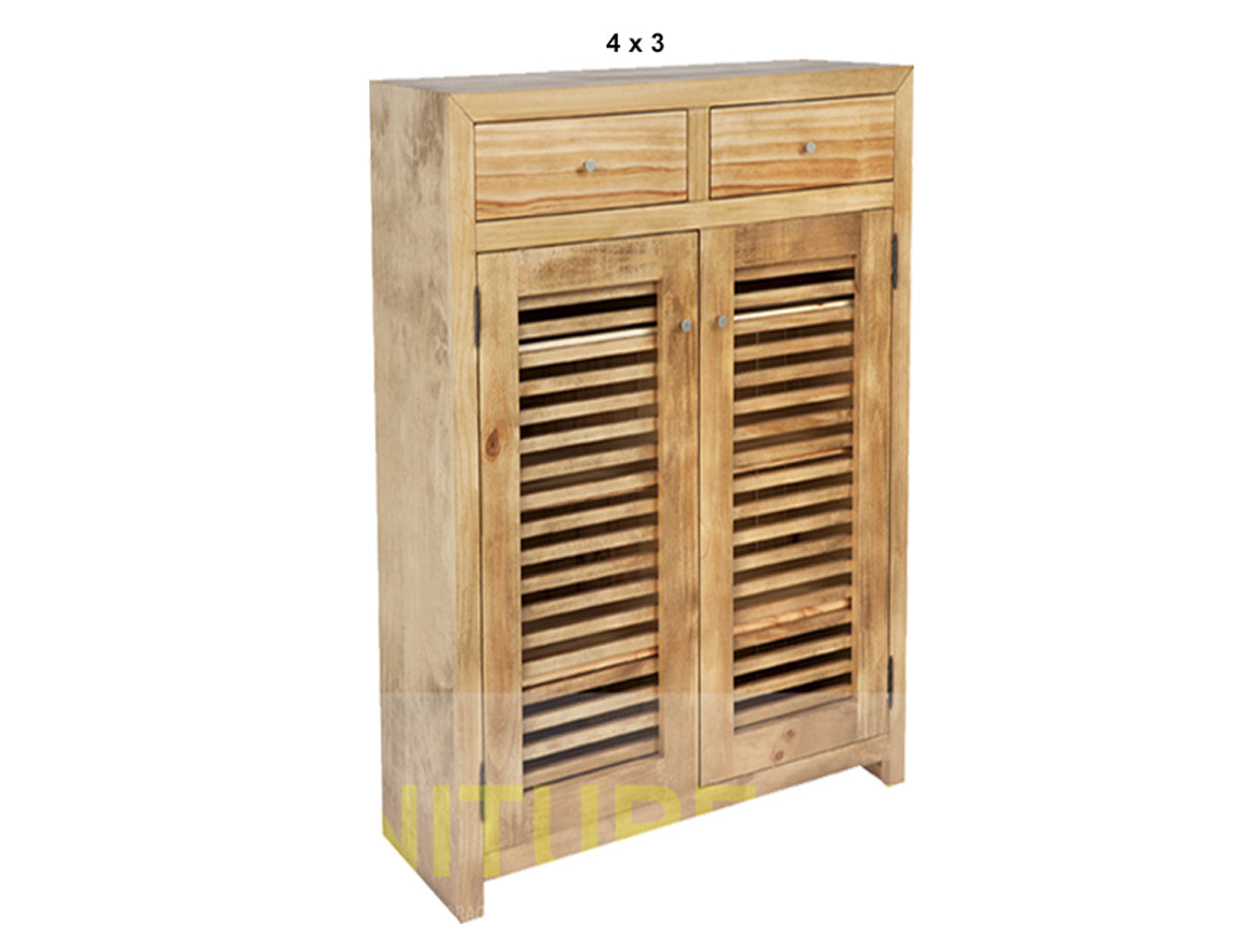 BANDY (AUSSIE MADE) SHOE CABINET WITH 2 LATTICE DOORS / 2 DRAWERS COLLECTION - ASSORTED STAINED COLOURS - STARTING FROM $699