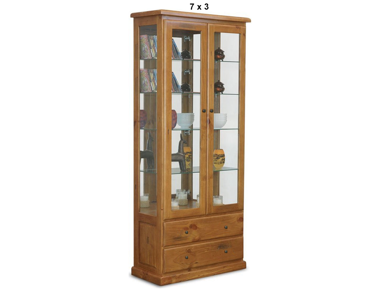 BATHURST (AUSSIE MADE) 2 DOOR / 2 DRAWER DISPLAY CABINET COLLECTION - ASSORTED STAINED COLOURS - STARTING FROM $1699