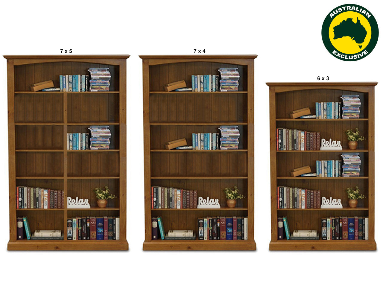 BATHURST (AUSSIE MADE) HIGHLINE BOOKCASE COLLECTION - ASSORTED COLOURS - STARTING FROM $799