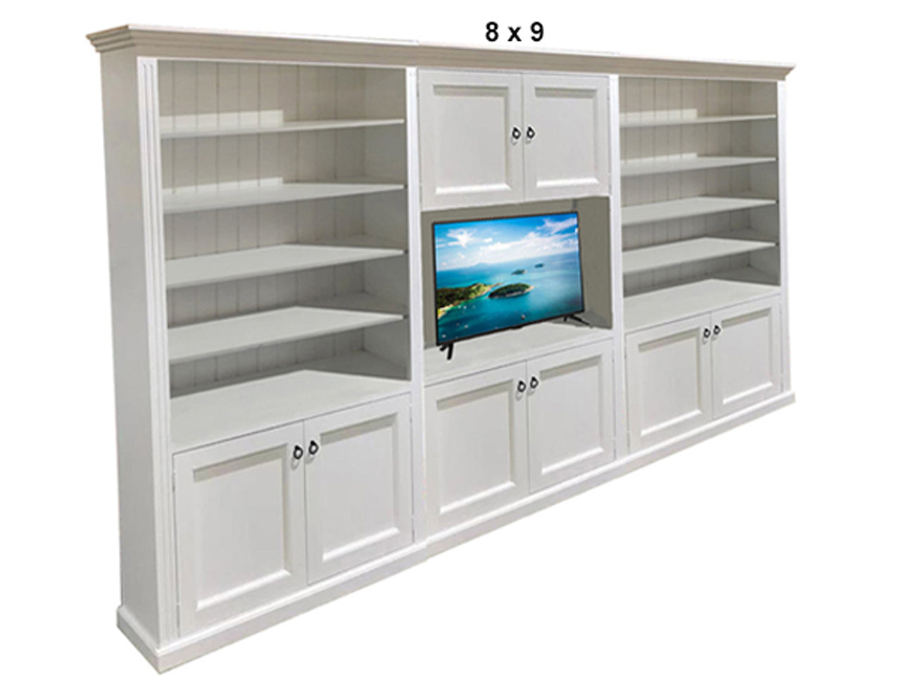 BAYSIDE (AUSSIE MADE) 8 DOOR WALL / TV UNIT TRIPLE COLLECTION - ASSORTED PAINTED / STAINED COLOURS - STARTING FROM $3699