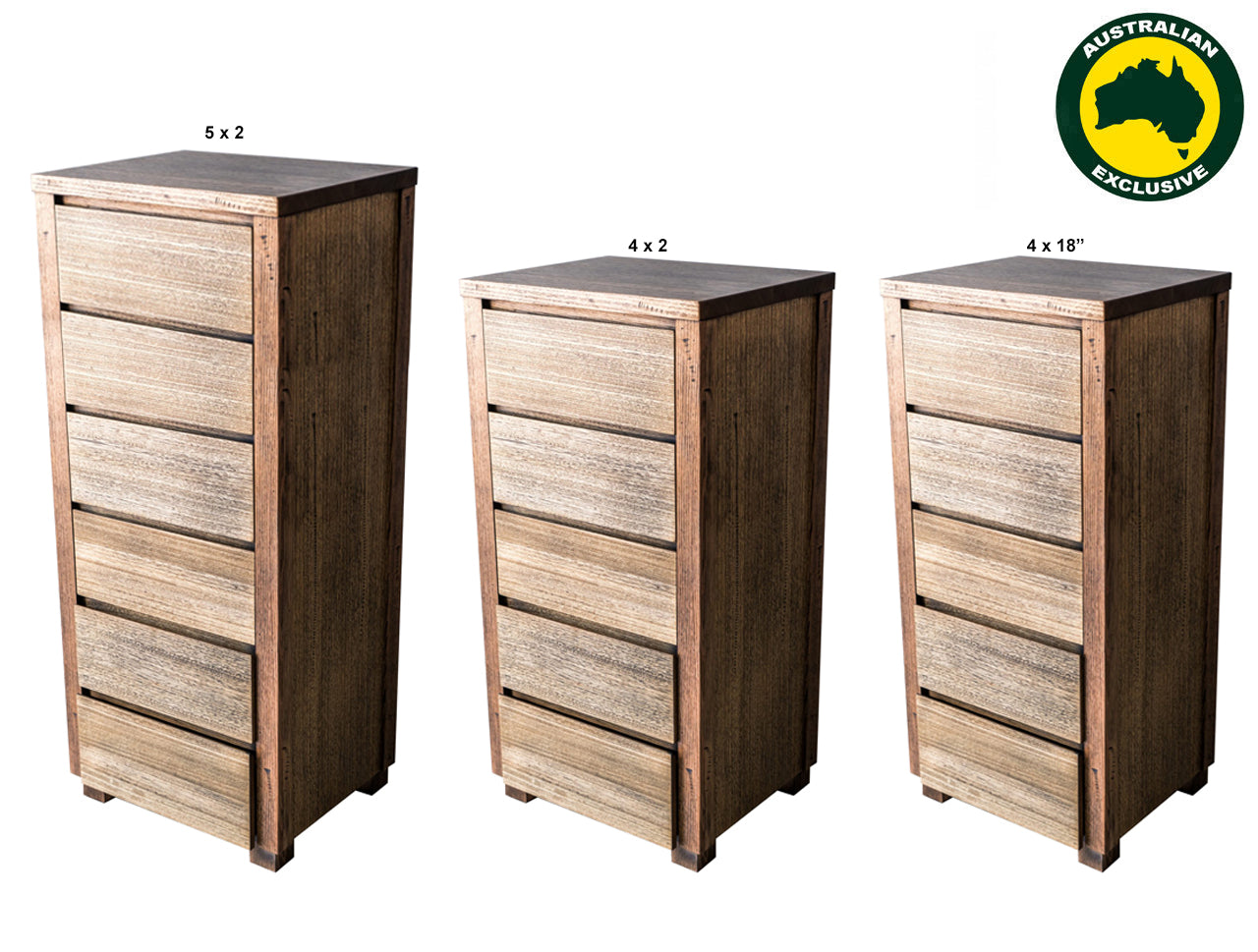 BELLA (AUSSIE MADE) SLIMBOY COLLECTION - TASSIE OAK COMBINATION - ASSORTED STAINED COLOURS - STARTING FROM $1299