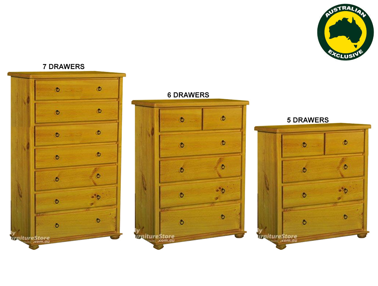 BOB BUN FEET (AUSSIE MADE) TALLBOY COLLECTION - ASSORTED STAINED COLOURS - STARTING FROM $899