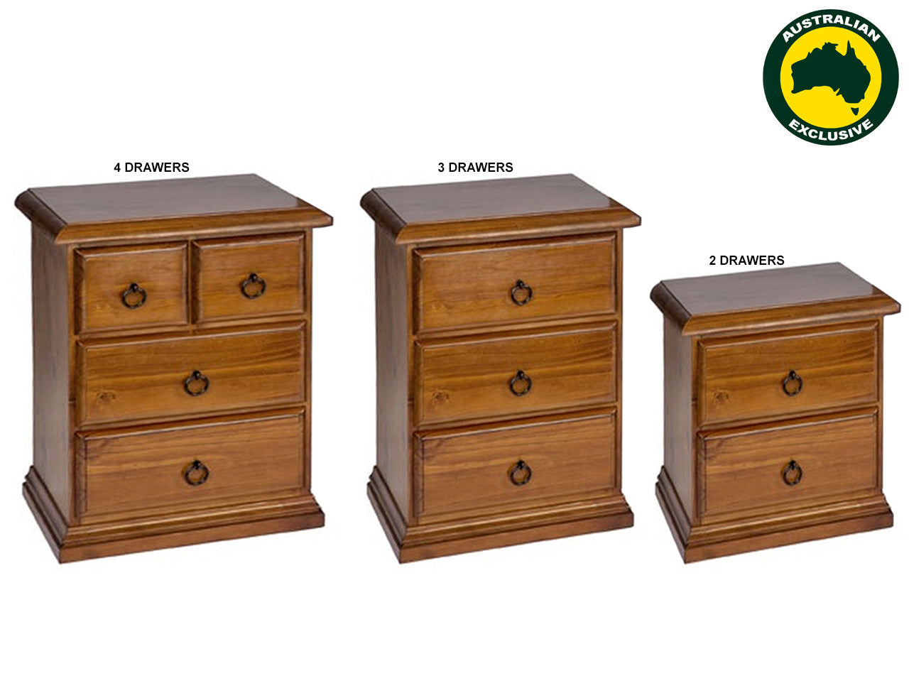 BRIDGESTONE (AUSSIE MADE) BEDSIDE TABLE COLLECTION - ASSORTED STAINED COLOURS - STARTING FROM $399