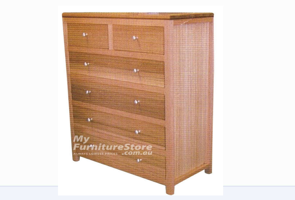 TERRELL (AUSSIE MADE) 6 DRAWER TALLBOY (2 OVER 4) - TASSIE OAK / TASSIE OAK VENEER COMBINATION - ASSORTED COLOURS